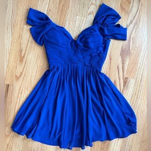 Soiéblu royal blue chiffon off-shoulder mini flounce dress NEVER WORN